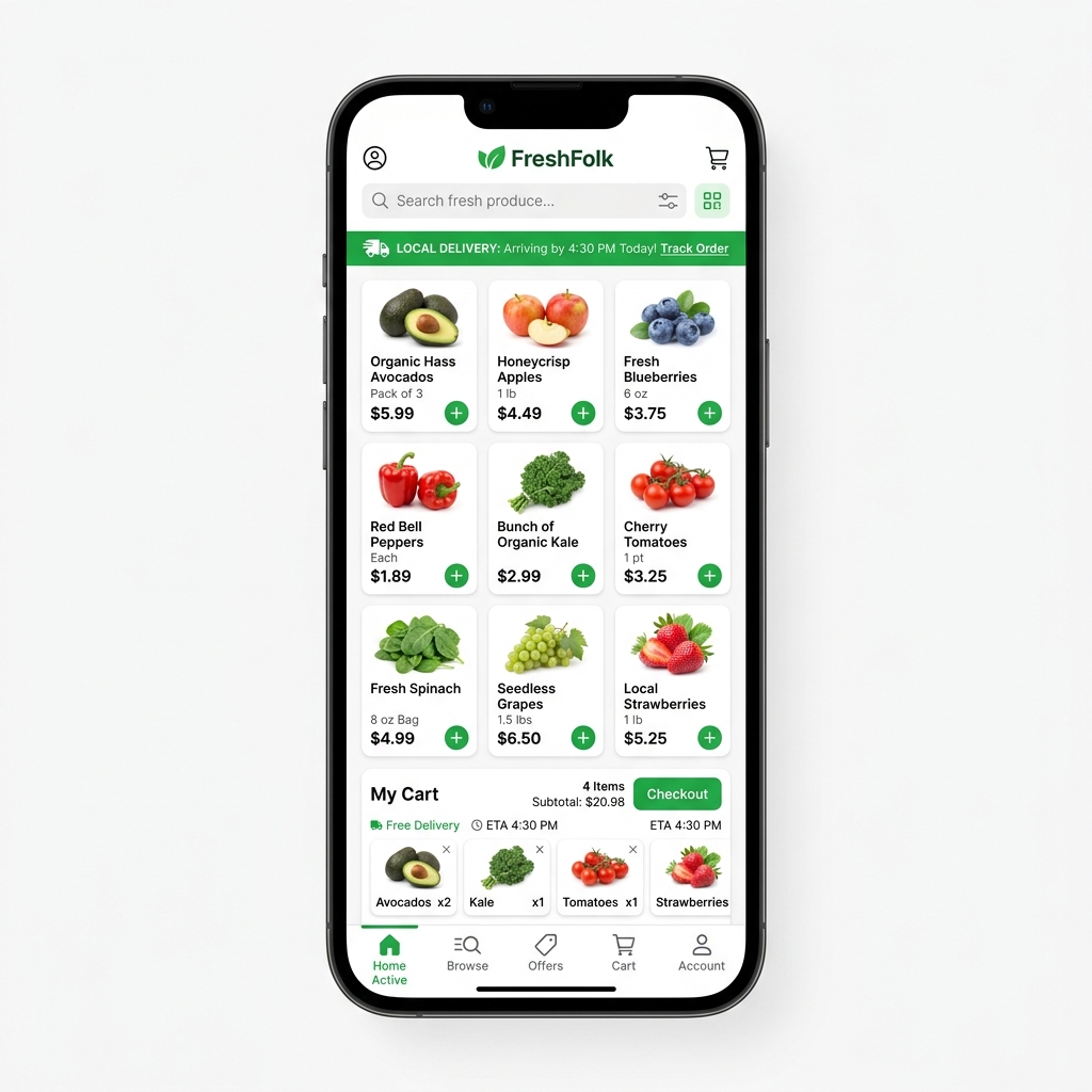 Grocery delivery app with real-time inventory and route optimization