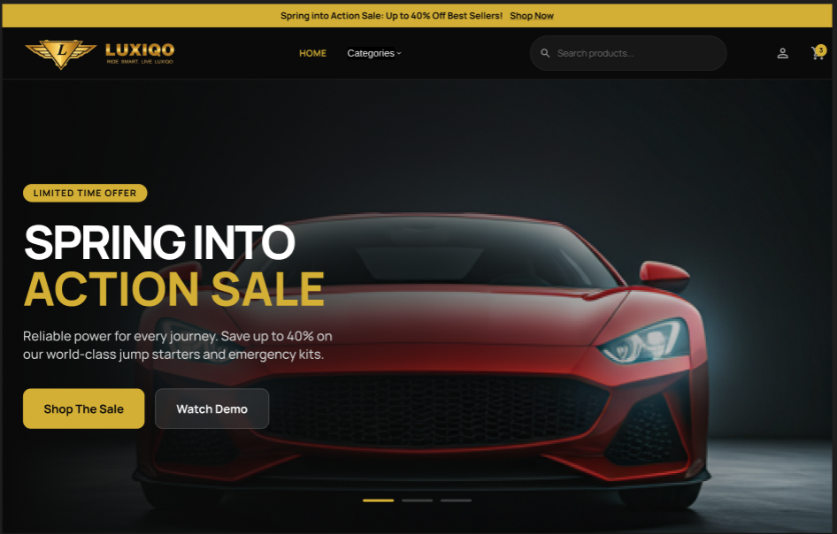 LUXIQO premium automotive accessories ecommerce platform